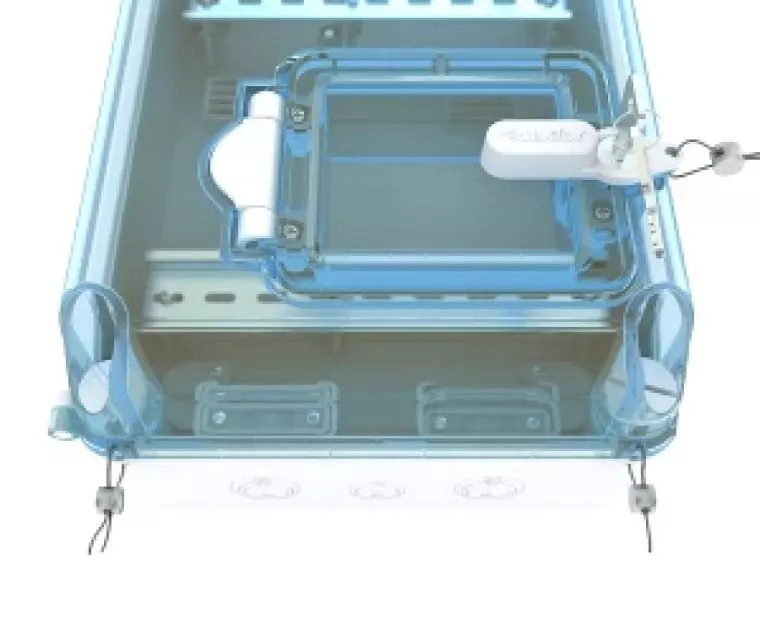 Щит kns 66-350x200 IP66 для установки счётчика с 4 автоматами Текфор Россия