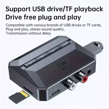 Беспроводной аудио-адаптер Bluetooth 5.3/Micro SD/USB - в аналоговый