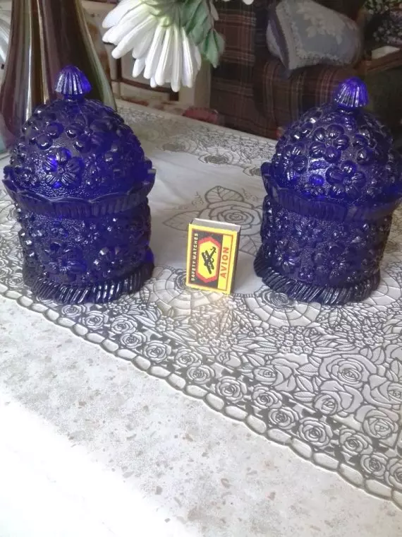 Конфетницы из синего кобальтового стекла