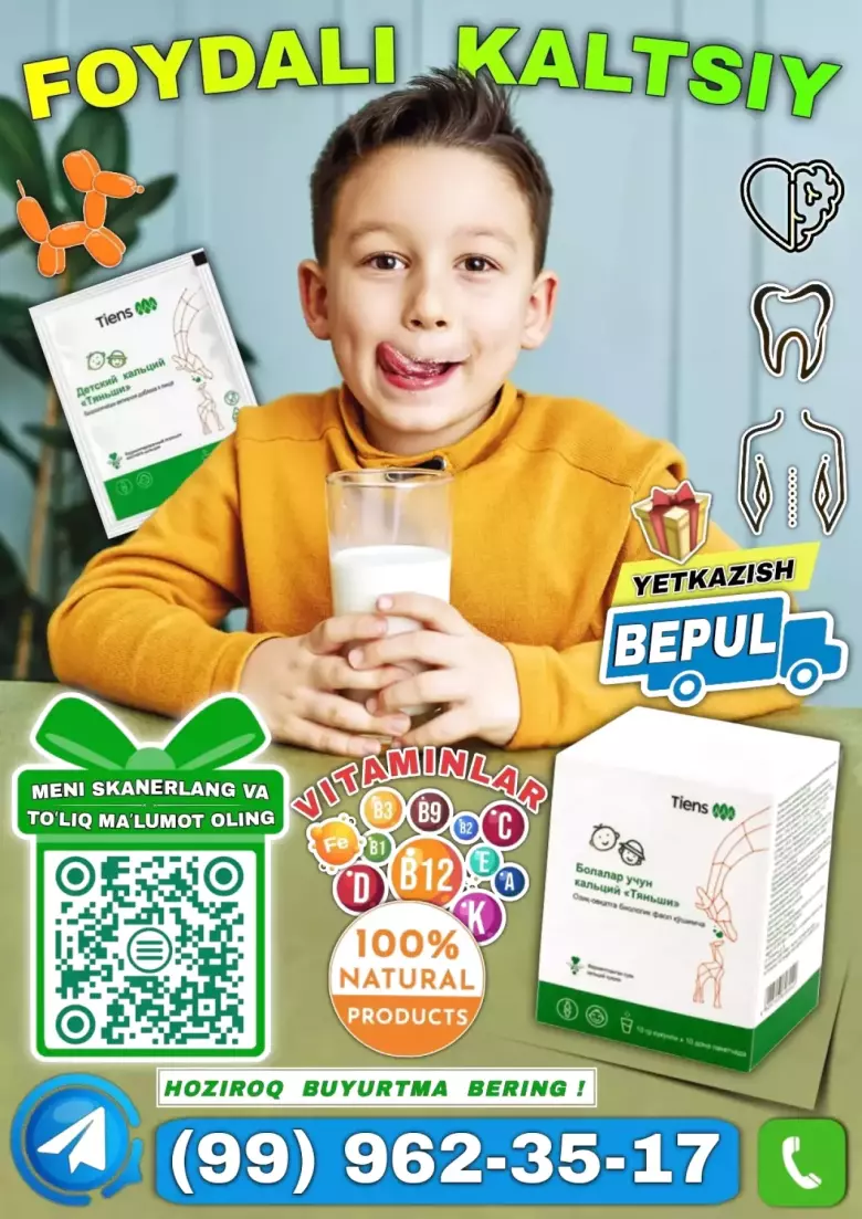 BOLALARGA KALTSIY D3 BOR, TABIIY 100%