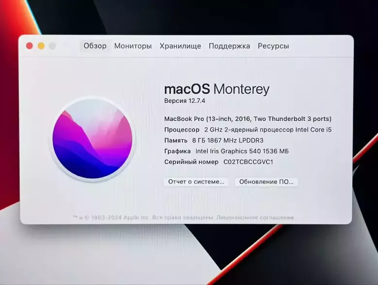 MacBook Pro Late 2016 13,3" Retina/Intel CORE™ i5/8GB/256GB/Intel Iris