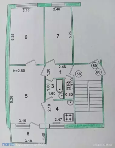 Срочно продаётся 3/4/4комнатная квартира