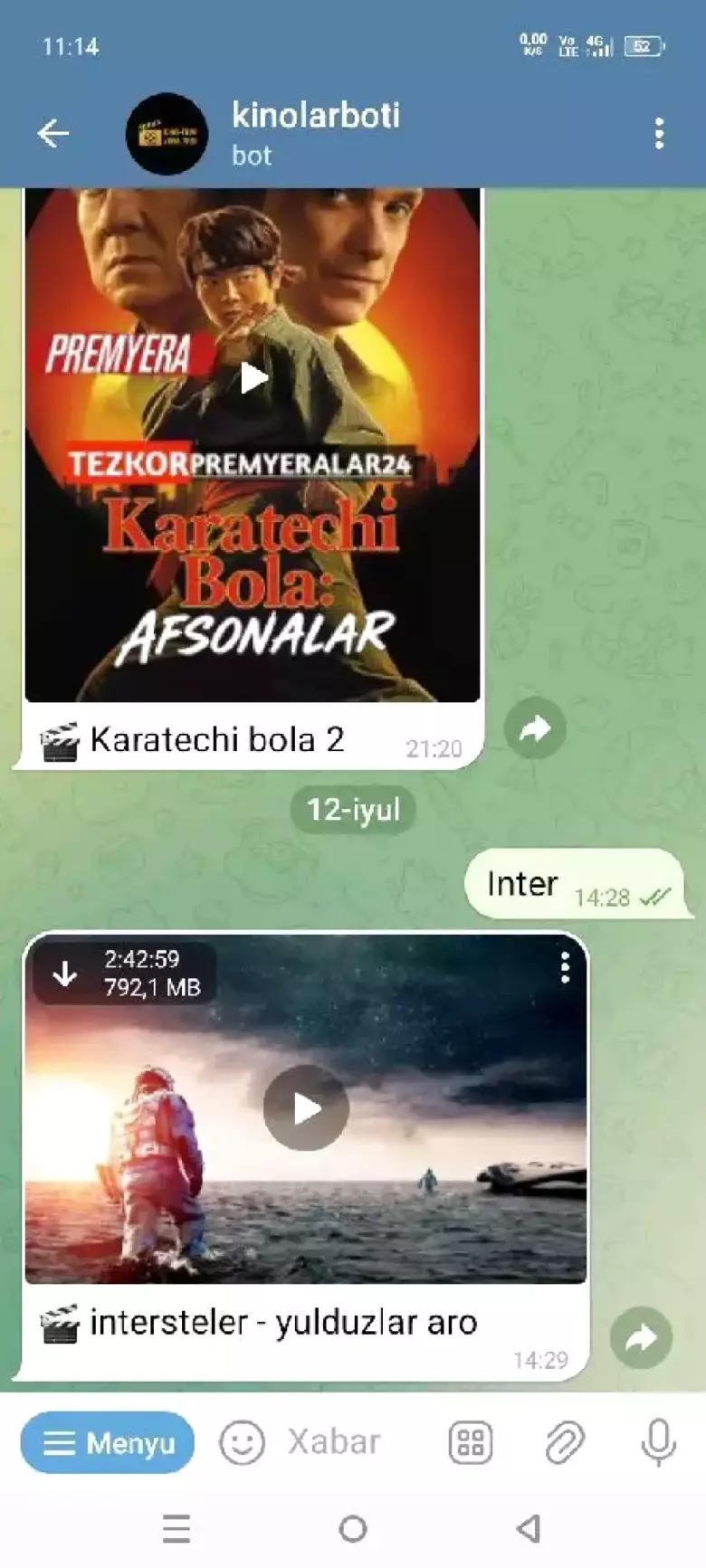 Telegram bot yasab berish hizmati