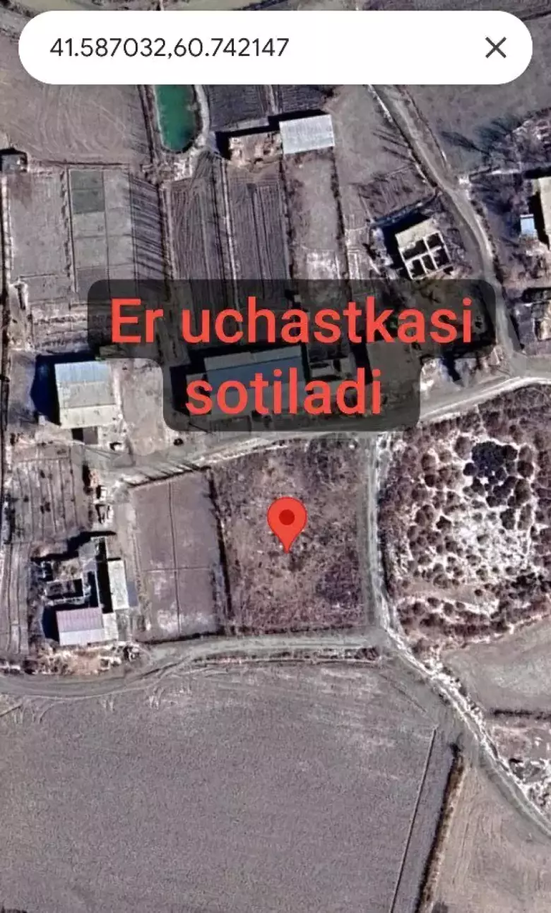 ER UCHASTKASI SOTILADI Manzil: Xorazm viloyati, Urganch tumani
