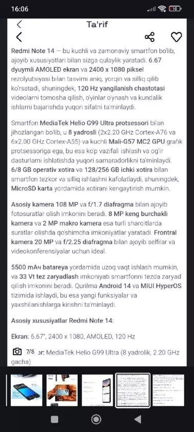 3 kun boʻldi sovgʻaga Kelibdi Redmi Note 14 6/128