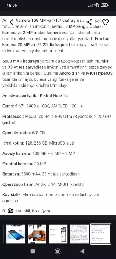 3 kun boʻldi sovgʻaga Kelibdi Redmi Note 14 6/128