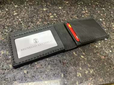 Кожанный мини кошелек, ручная работа.