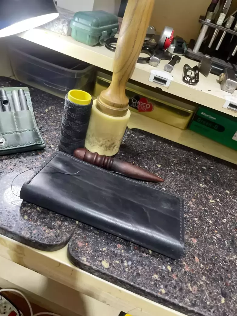 Кожанный лонгер, ручная работа.