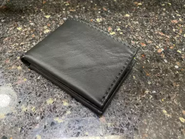 Кожанный мини кошелек, ручная работа.