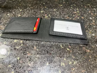 Кожанный мини кошелек, ручная работа.