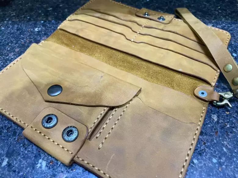 Кожанный лонгер, ручная работа.