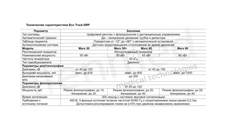 Цифровая рентгено-флюороскопическая система с дистанционный управлением Eco Track-DRF