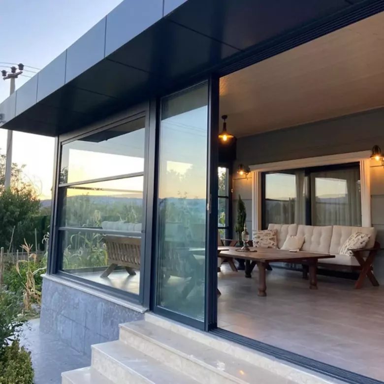 Gilyotin shisha tizimi Гильотина стеклянная система Остекление