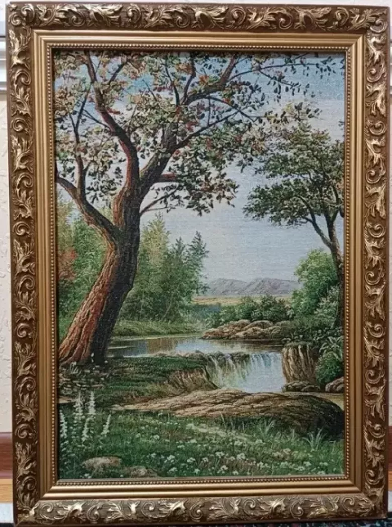 Вышитая картина пейзажа. Гобелен. Идеальное состояние!