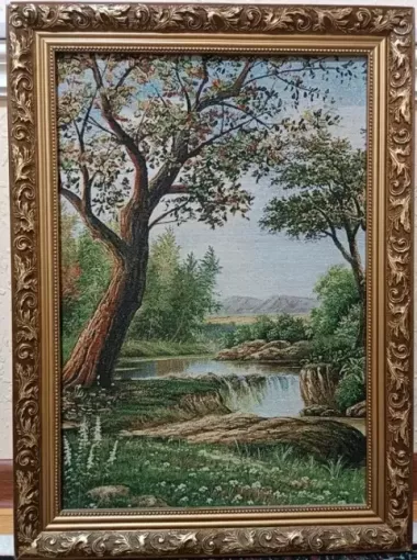 Вышитая картина пейзажа. Гобелен. Идеальное состояние!