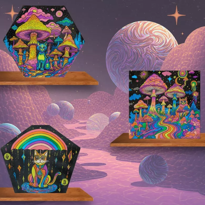 картины триптих, в детскую, в спальню, грибы, коты