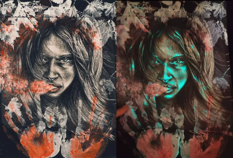 Светящаяся картина: " Защити меня от лукавого."