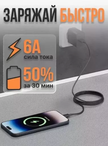 Кабель usb type c 1 метр быстрая зарядка — 2/3