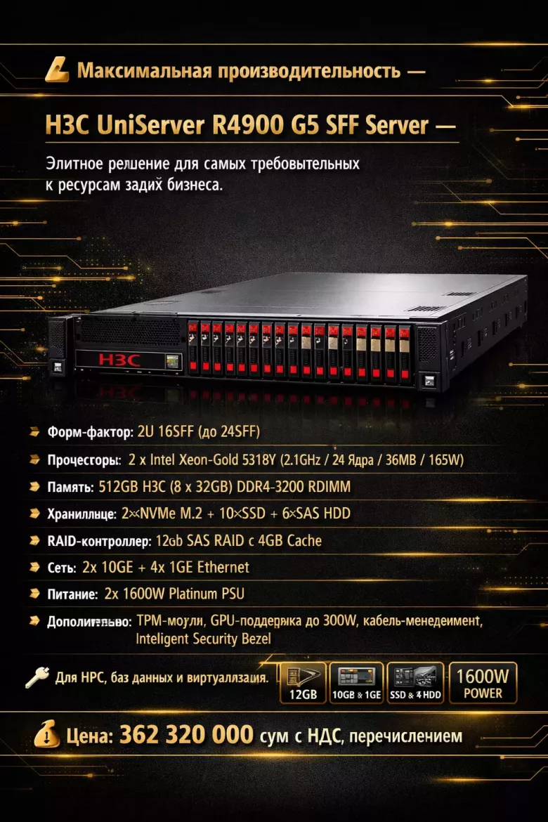В продаже сервер H3C UniServer R4900 G5 SFF Server — 1/1