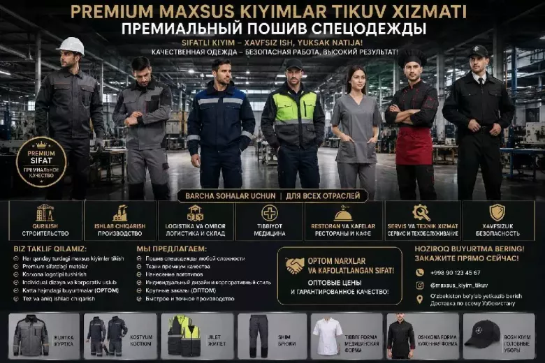 Premium maxsus kiyimlar tikuv xizmati Премиальный пошив спецодежды — 1/2