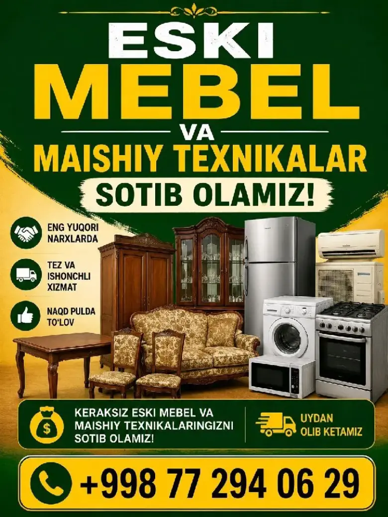 Eski mebel va maishiy texnikalar sotib olamiz — 1/1