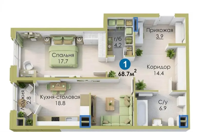 2-комн. 68м² в NRG Maftun Makon. Кадастр. Скидка 35%! Ипотека — 7/7