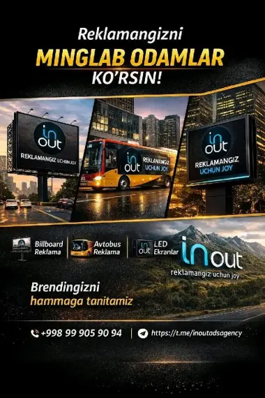 Tashqi reklama xizmatlari | Billboard, LED ekran, Brendmauer