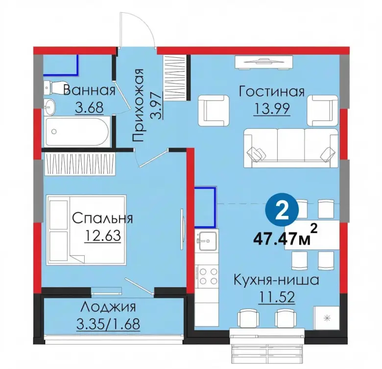 2 комнатная, Мирабадский район, Ипотека, Дом готов! — 7/7
