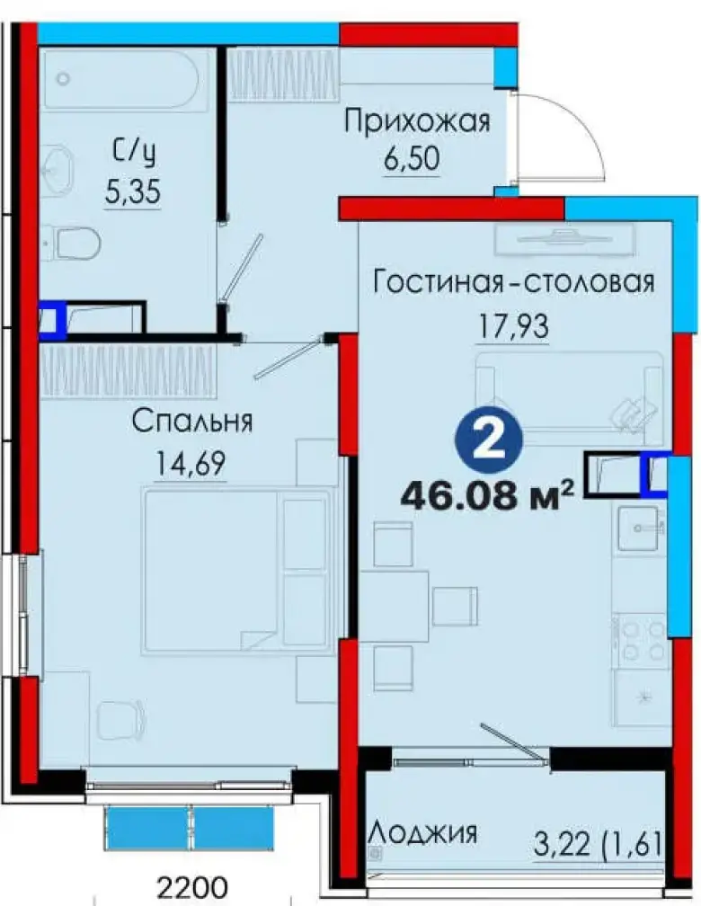 Евро 2 комнатная, Алмазарский район, круг Джоми. — 6/6