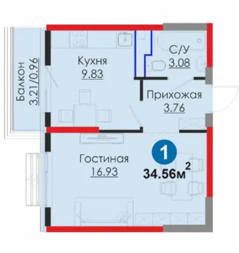Готовый дом, скидка 12%! 1-комнатная у Alfraganus за 58 172 у.е. — 8/8
