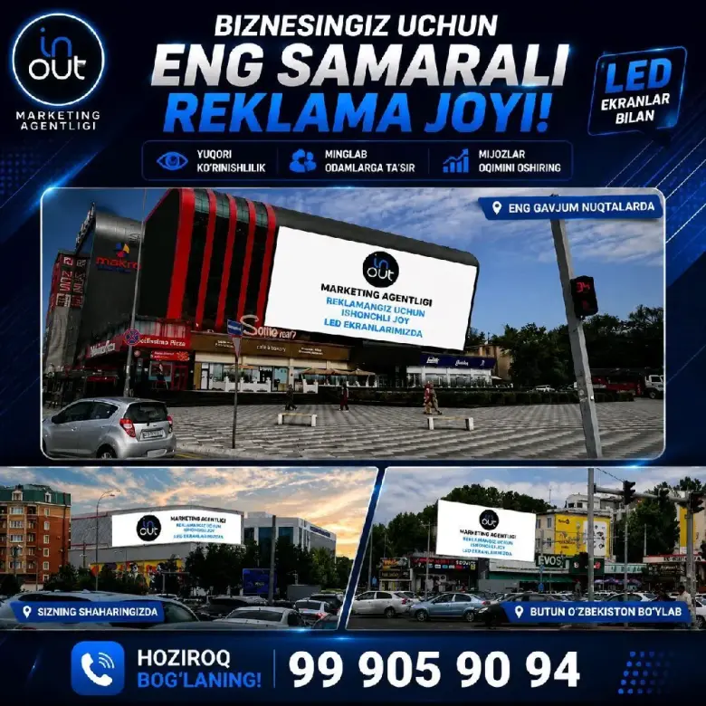 LED ekran reklama | Oʻzbekiston boʻylab LED ekranlarda reklama joylashtirish | — 1/1