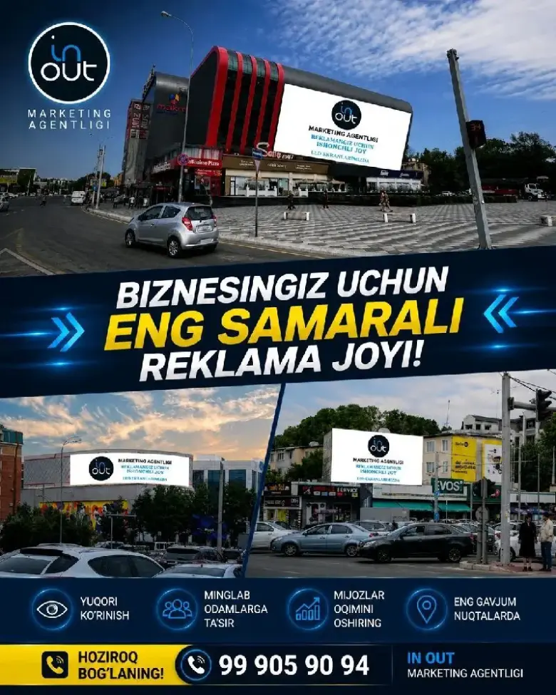 LED ekran reklama | Oʻzbekiston boʻylab LED ekranlarda reklama joylashtirish — 1/1