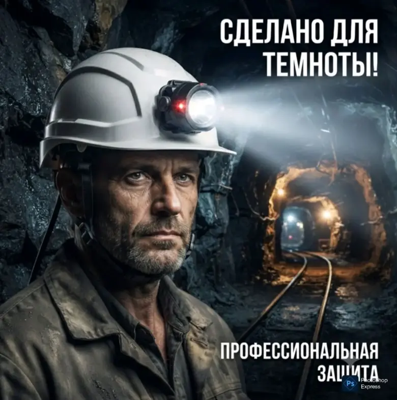 Каска защитная шахтёрская А́АА класс с фонариком — 1/7
