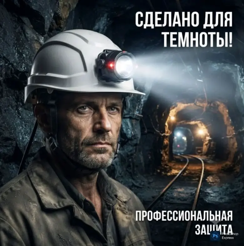 Каска защитная шахтёрская А́АА класс с фонариком — 1/10